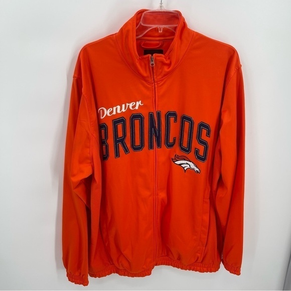 DENVER BRONCOS NFL TEAM APPAREL MEN'S TRACK JACKET XL POLYESTER ORANGE Full zip - Picture 7 of 7